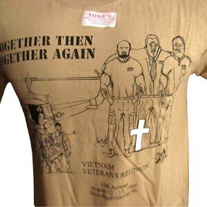 Vintage Men's T-shirt Small Vietnam Veterans Reunion 1999 Tan Gildan 90s NEW